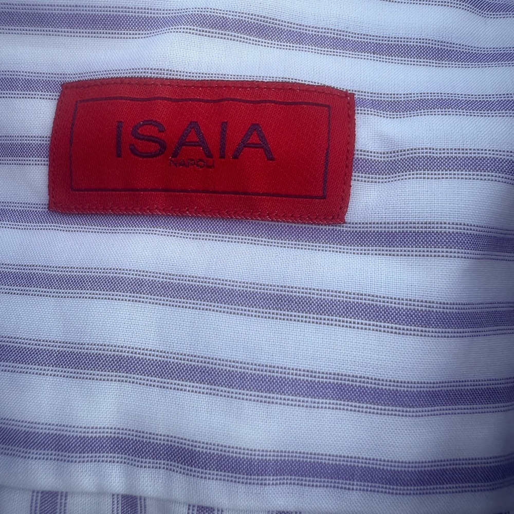 Isaia Lavender Striped Dress Shirt - Picture 13 of 13